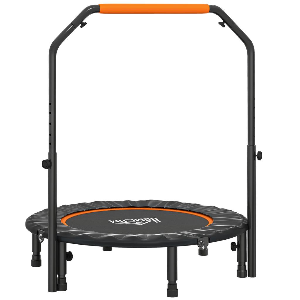 40 Zoll faltbares Mini-Fitness-Trampolin, mit verstellbarem Schaumstoffgriff, Orange