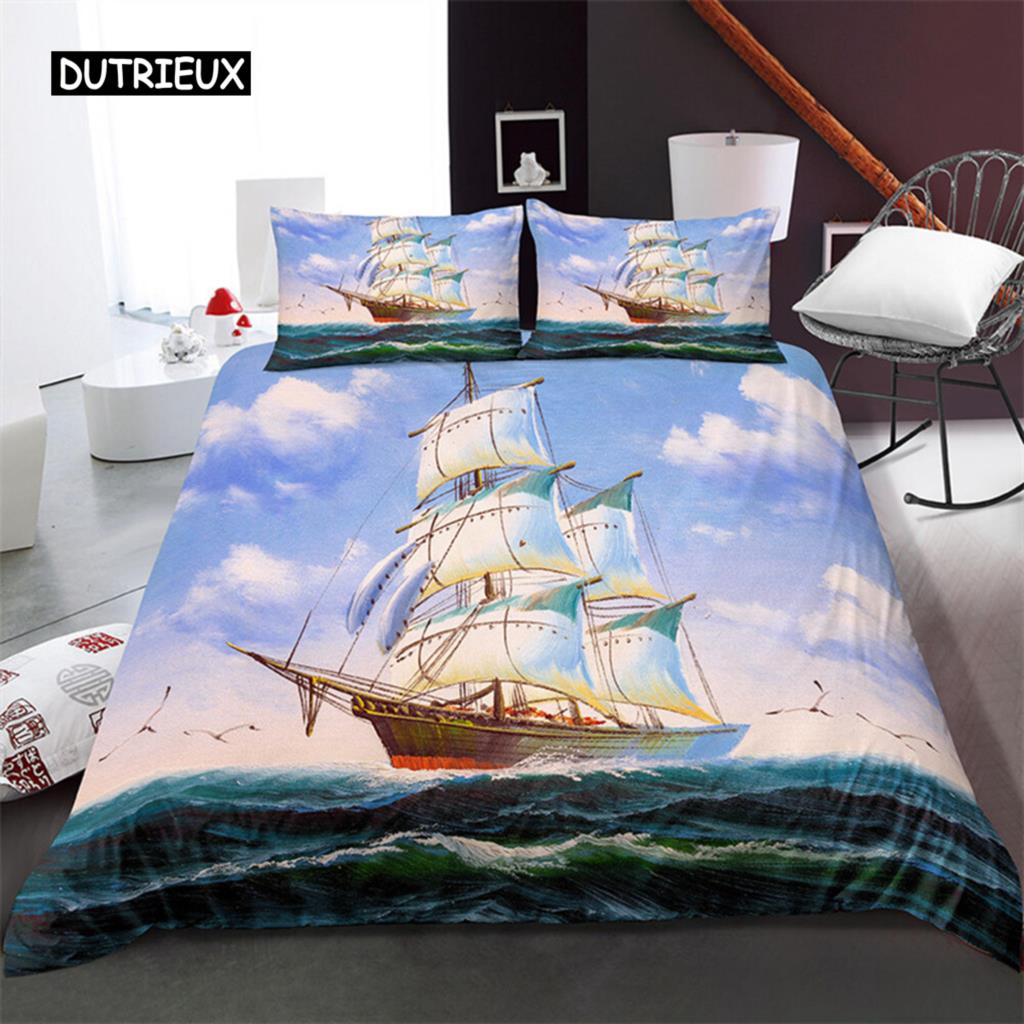Beach Scenery Duvet Cover Summer Hawaii Landscape Bedding Set Twin Full King For Girl Boys Microfiber Tropical Trees Quilt Cover