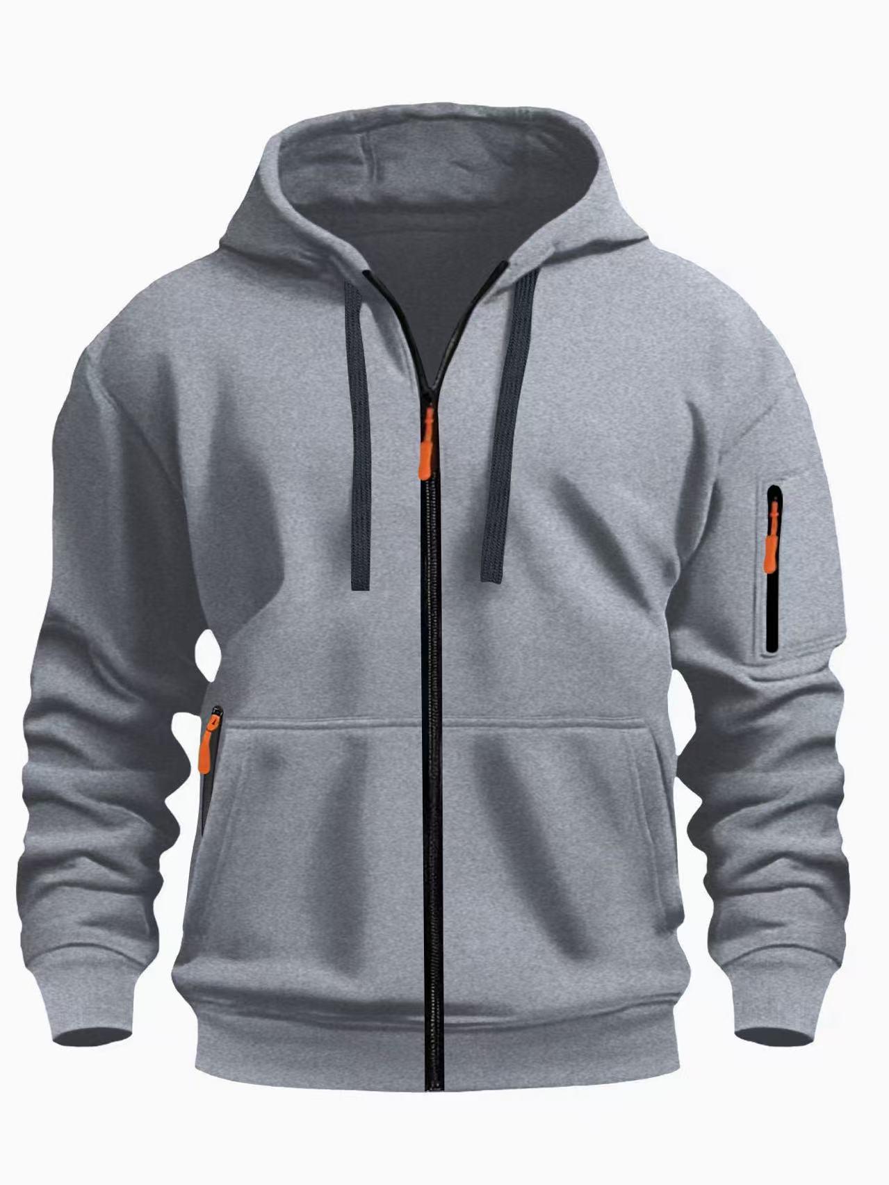 Discount Market Heren Hoodie met Rits voor Lente & Herfst, Sweatshirt met Capuchon, Ritsjack, Ronde Hals Casual Kleding Extra Large lichtgrijze kleur