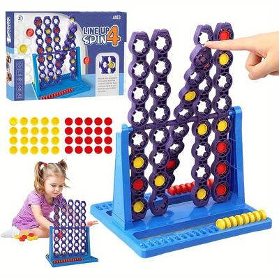 4 Gewinnt Kinderspiele, 10,16 cm Reihe Spiel, Vier Gewinnt mit Drehung, 4 Gewinnt Strategiespiel für 2 Spieler mit Drehfunktionen, Pädagogisches Spielzeug Geschenke