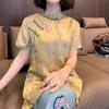 2025 Summer Retro Luxury Yellow Printed Shirt Mother Style Daily Wear Shirt