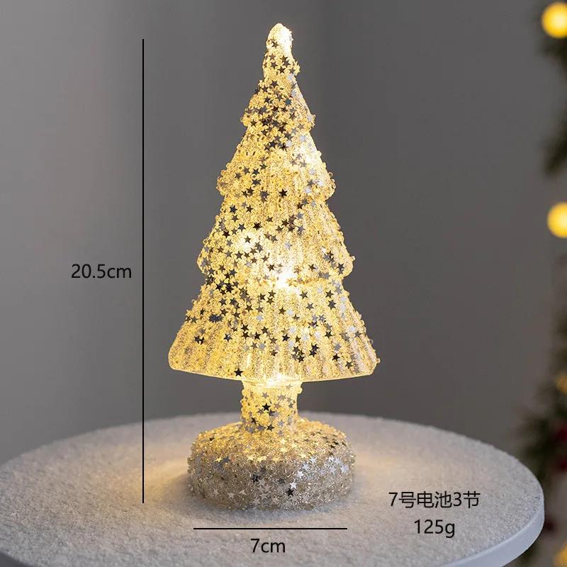 Glowing Glass Christmas Tree Ornaments Home Luminous Desktop Decoration Led Night Light Party Xmas Decorations Festival Kid Gift