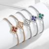 Titanium Steel Lucky Four-leaf Clover Necklace Zircon Exquisite Four-leaf Clover Bracelet and Ring Jewelry Set