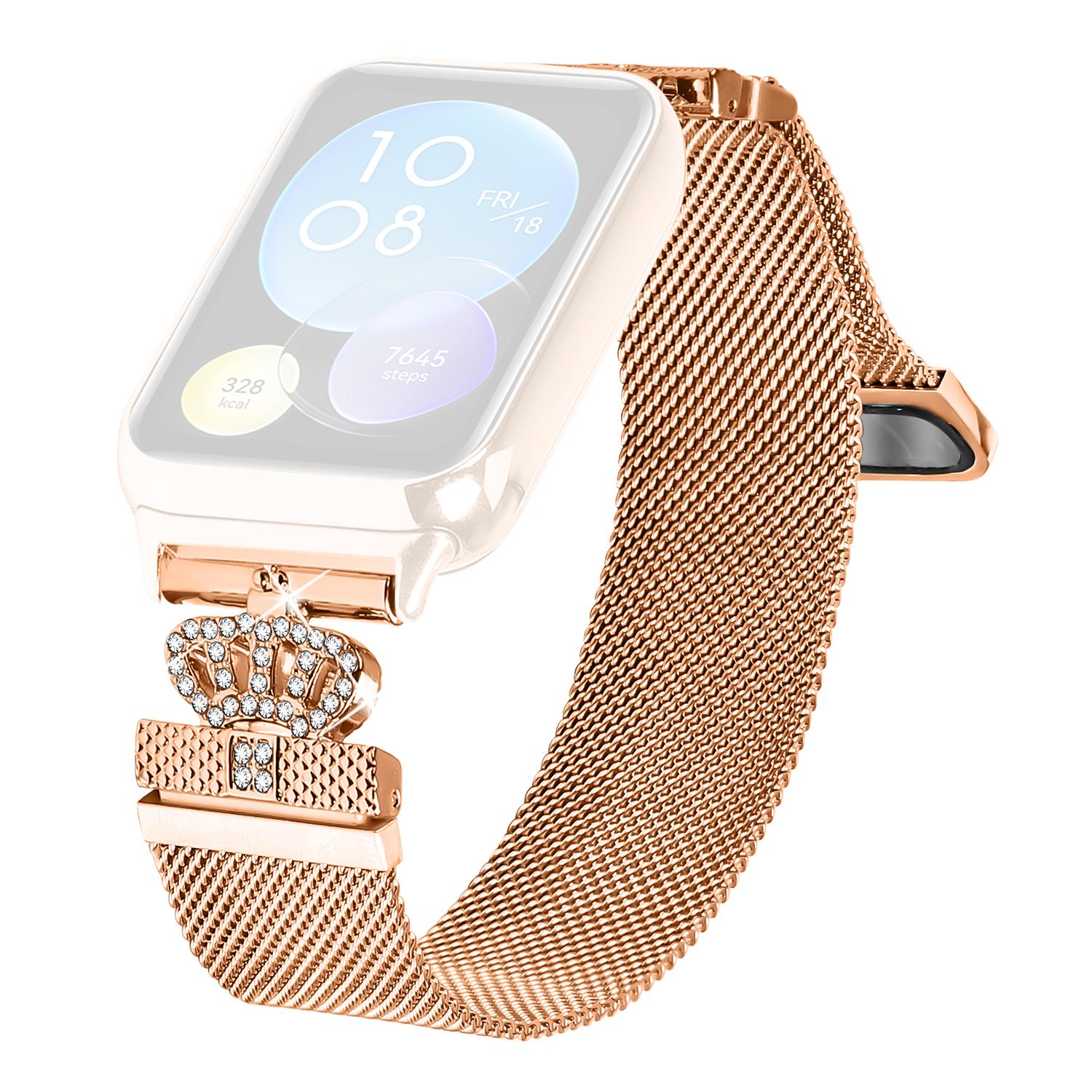 

Для Xiaomi Smart Band 8 Pro Миланский ремешок Магнитная застежка-корона Ремешок из нержавеющей стали Rose Gold