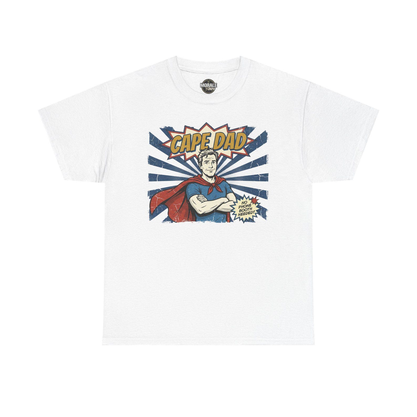 Cape Dad Superhero T-Shirt | Retro Comic Pop Art Tee for Father XL