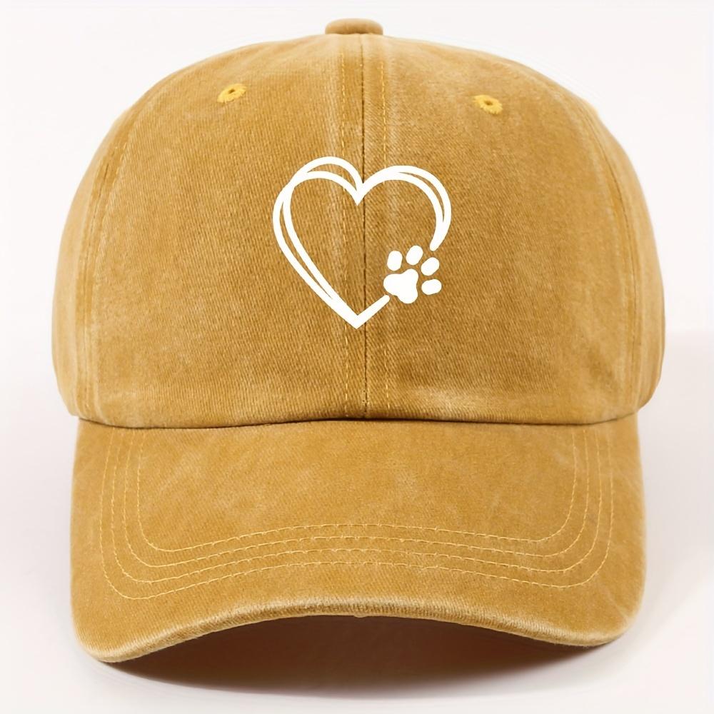 Double Layered Heart-shaped Cat Paw Printed Duckbill Cap for Both Men and Women, Adjustable Dad Baseball Cap, Street Riding Cap