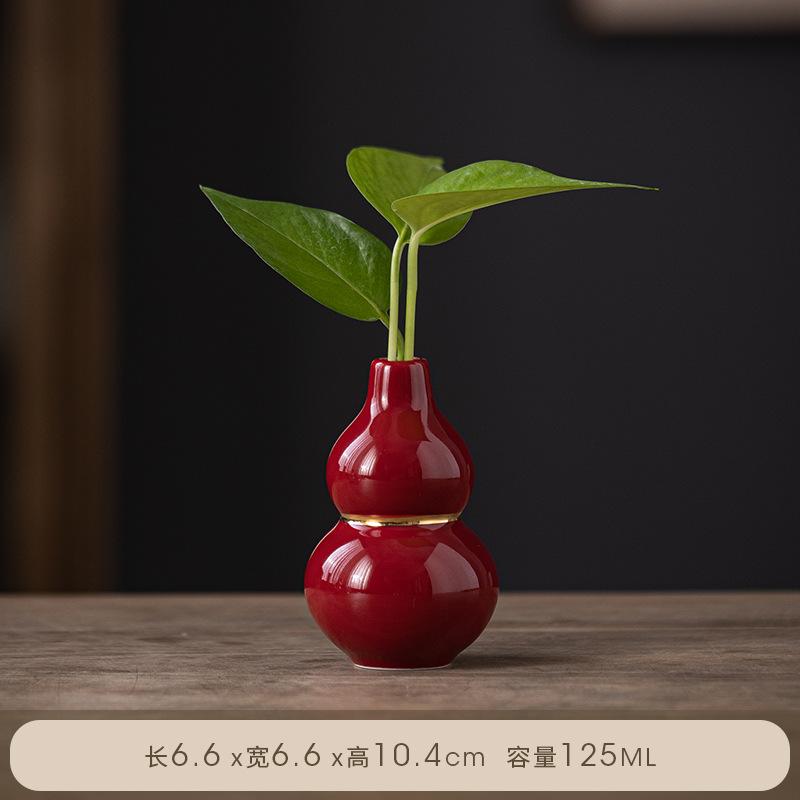 Chinese Style Wealth Attracting Gourd Ornament Dried Flower Arrangement Hydroponic Vase Ceramic Desktop Decoration Crafts