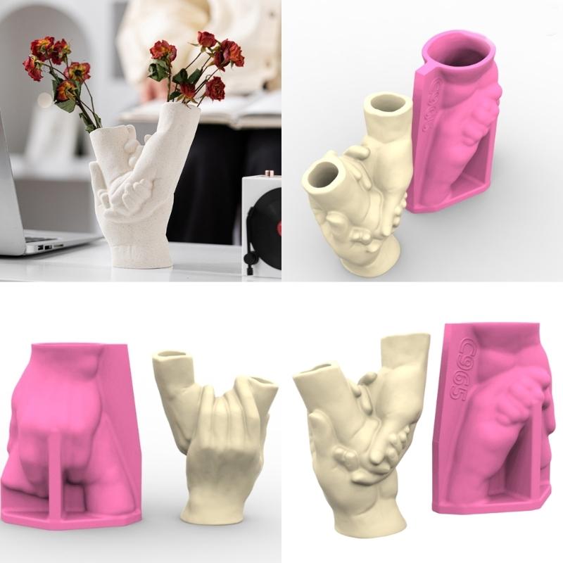 Creative Hand in Hand Designs Silicone Mould Silicone Texture Perfect for Epoxy Resin Planter Concrete Casting Home Decors