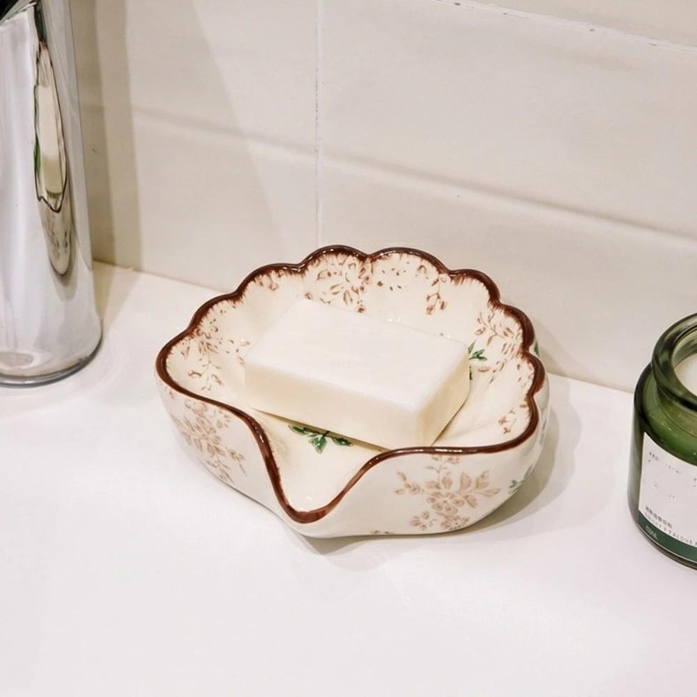 Waterproof Ceramic Soap Box Vintage Soap Holder Keys Holder Soap Tray Bathroom Countertop