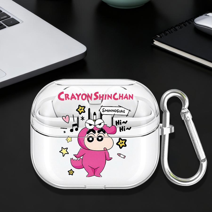 Case For Samsung Galaxy Buds 4 Pro Live 2 2Pro 4Pro 3 FE 3Pro Clear Earphone Cases Cover With Hook Cute Crayon Shin Chan