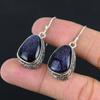 Gift For Her 925 Silver Natural Blue Sunstone Drop/Dangle Vintage Earrings