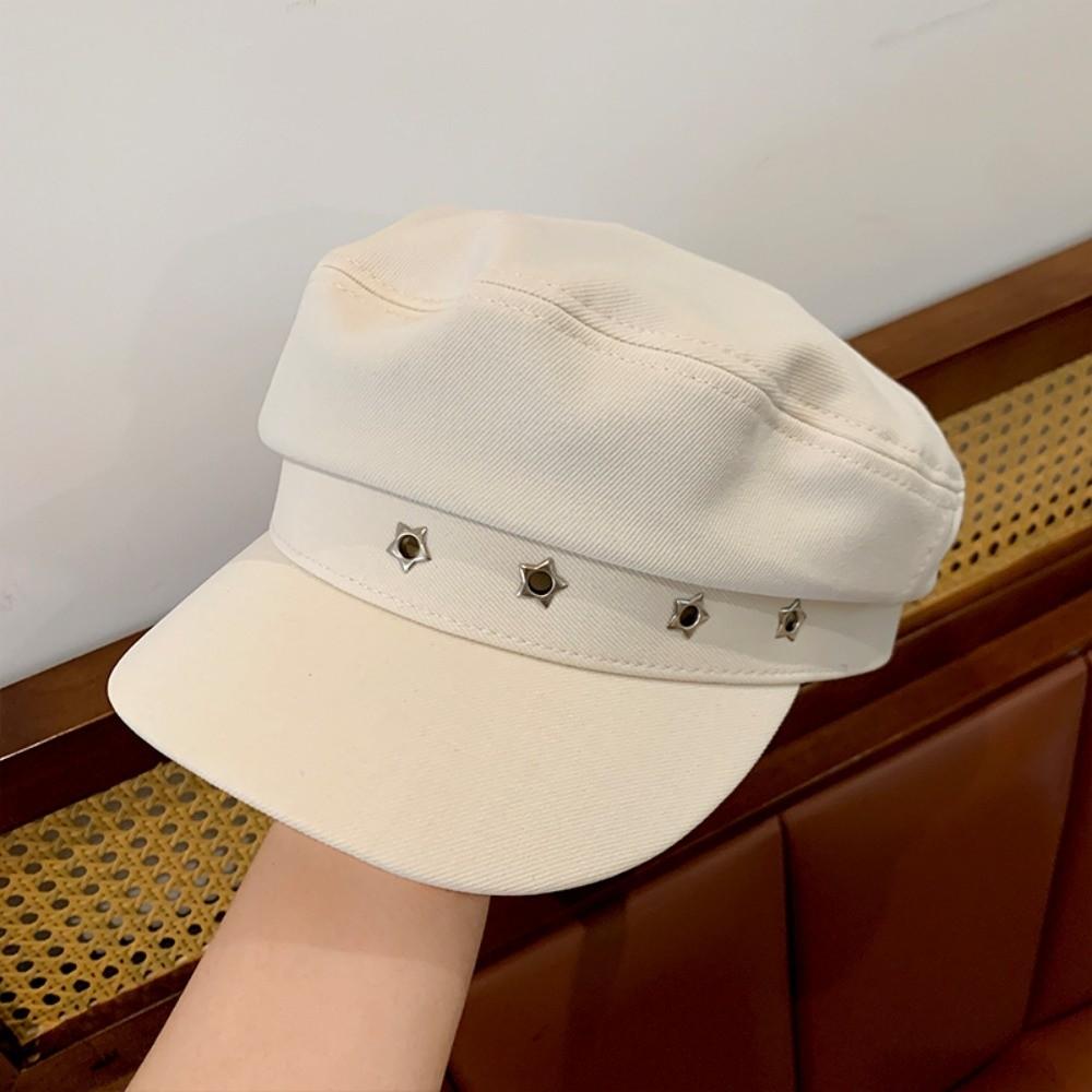 Flat Top Octagonal Cap Vintage Newsboy Hats Casual Star Hole Berets  Girls