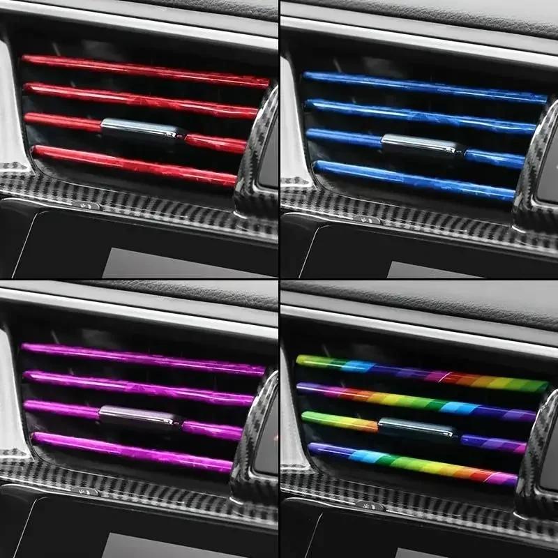New 10 PCS Car Air Conditioner Outlet Decorative Soft Strip Accessories Auto Interior Grille Decorative Strip Universal U-shaped