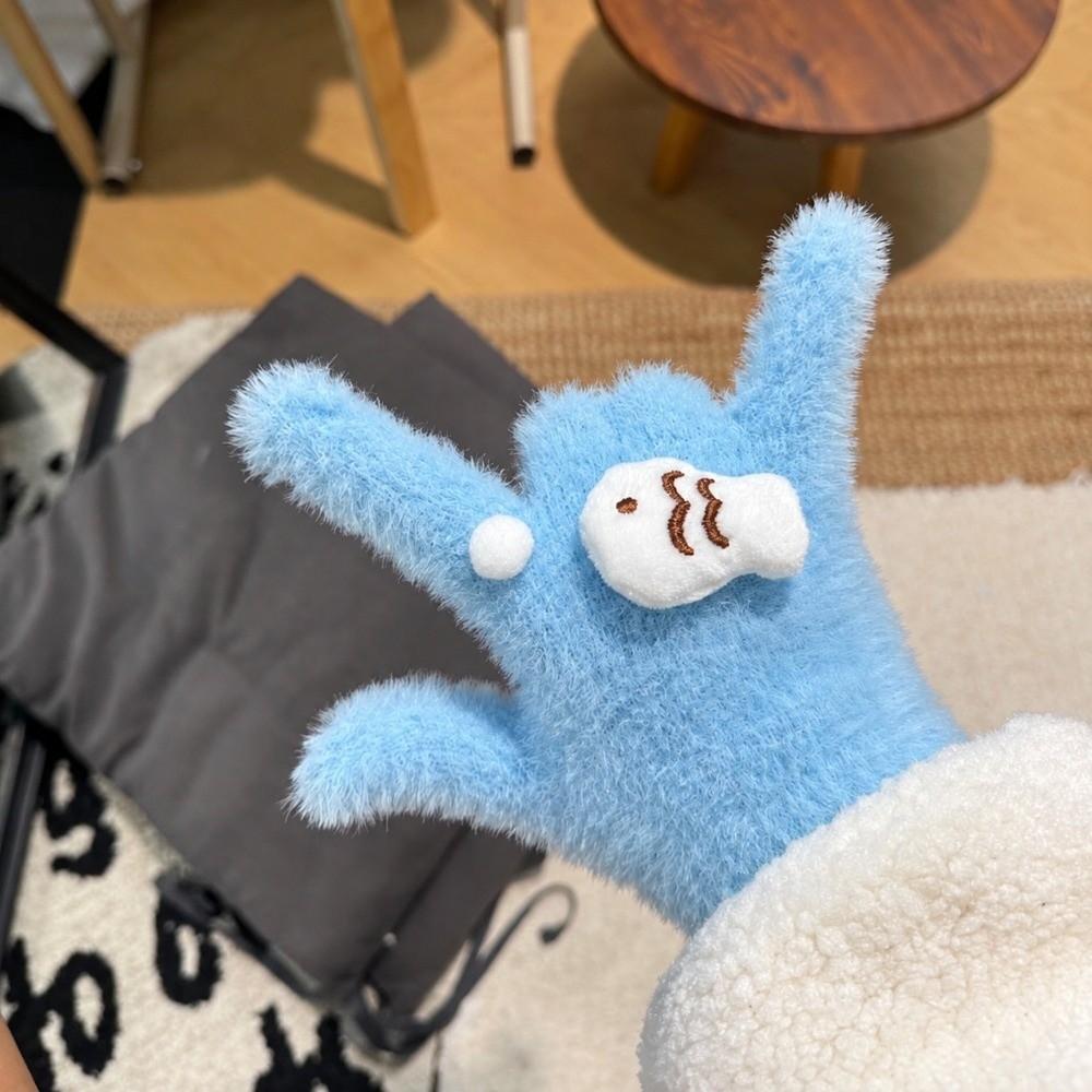 Cycling Full Finger Gloves Cold Proof Fish Bubble Gloves Soft Plush Winter Gloves Girls