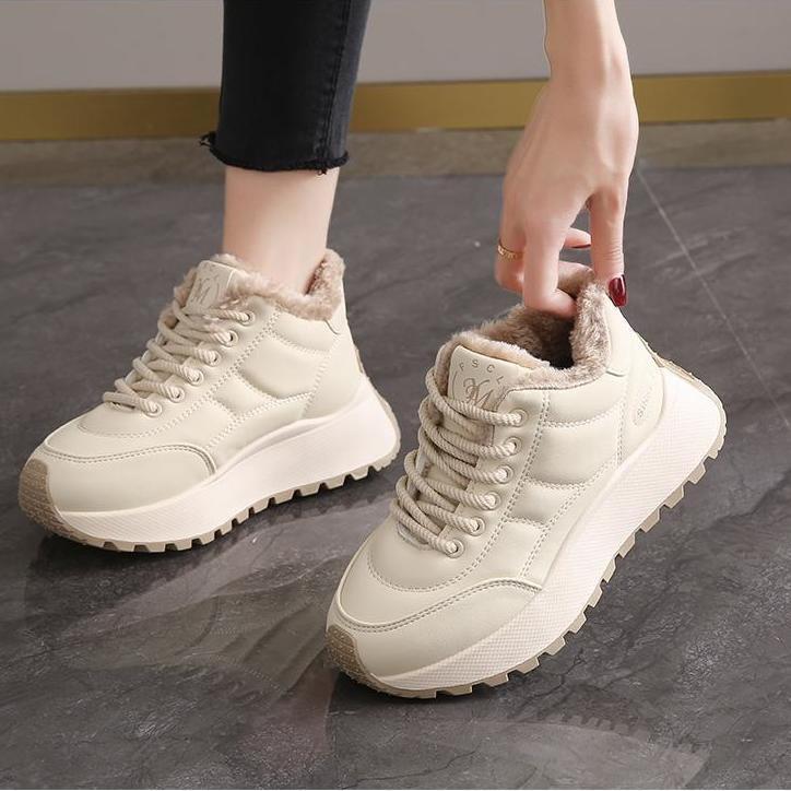 Bread shoes women s autumn round head lace-up casual shoes platform comfortable travel shoes 35