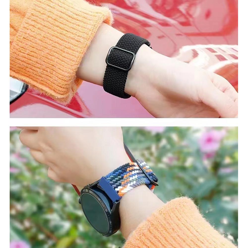 22mm Nylon-Schlaufenarmband für Samsung Watch 46mm/Gear S3/3/4/5/6/7/Huawei Watch GT/2/3/GT5 Pro 46mm Geflochtenes Armband für Amazfit GTR
