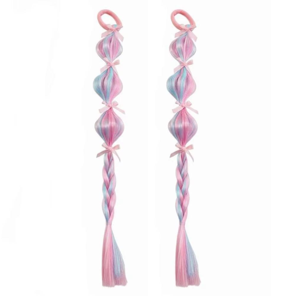 

2PCS Colorful Wig Ponytail Handmade Colorful Braided Hair Ties Stage Performance 1