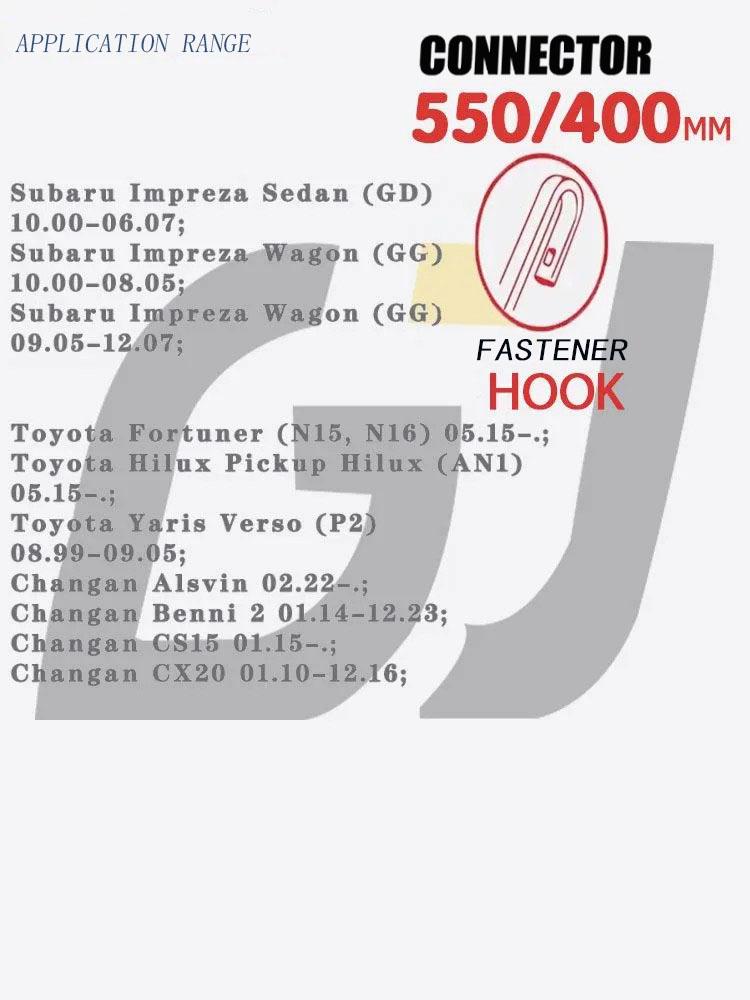 22"+16" J-Hook Frameless Wipers, Quiet 11-Layer Rubber Blades Fit Compact Hatchback & Pickup Truck