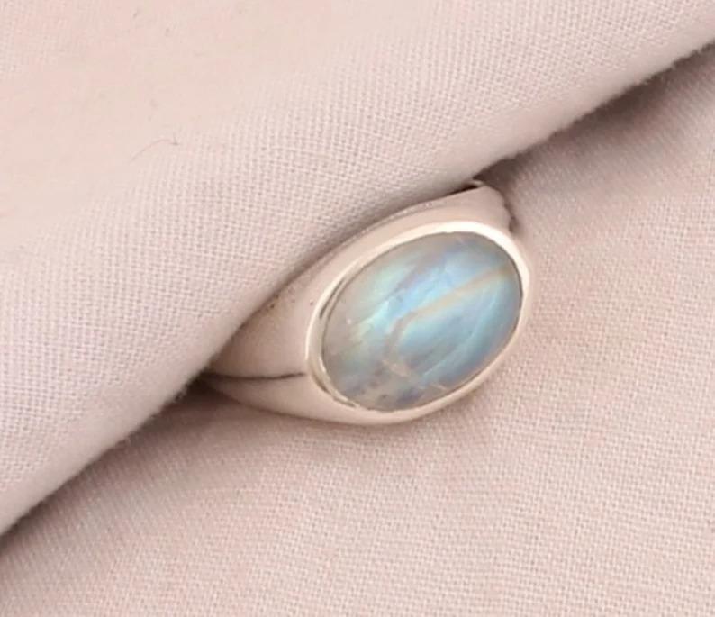 Månstensring, 925 Sterling Silver Handgjorda smycken. Birthstone Ring, Solitaire Ring, Vigselring, Solid Ring