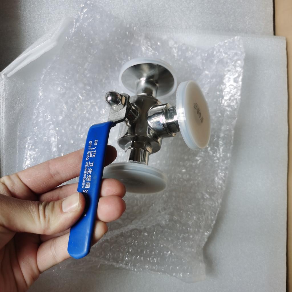 3/4" 19mm 304 Edelstahl Sanitär 3-Wege L-Port Kugelhahn 1.5" Tri-Clamp Ferrule Typ Für Heimbrauerei Molkereiprodukt