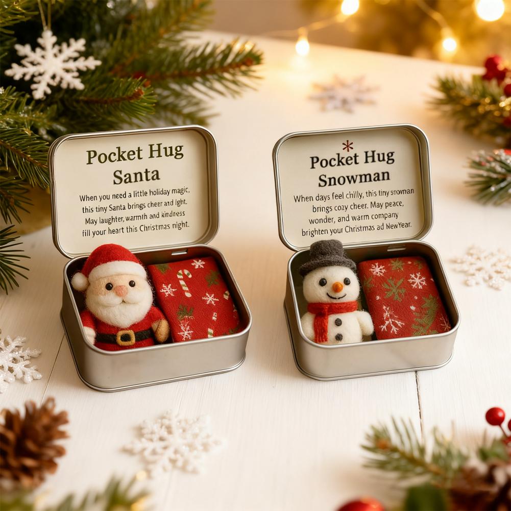 Durable Festive Ornament Christmas Holiday Decoration Handmade Felt Doll Christmas Pocket Hug Gift Box with for Friends
