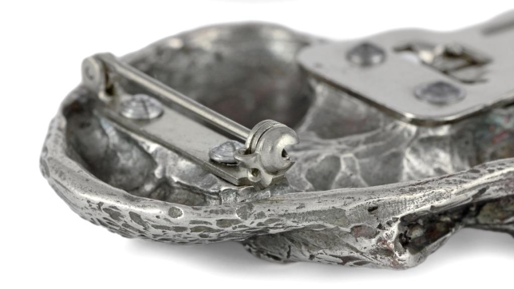 Bedlington Terrier,Rothbury Terrier, Rodbery Terrier- brooch with a clip, holder for a start number, silver-plated dog show pin from the Art-Dog brand