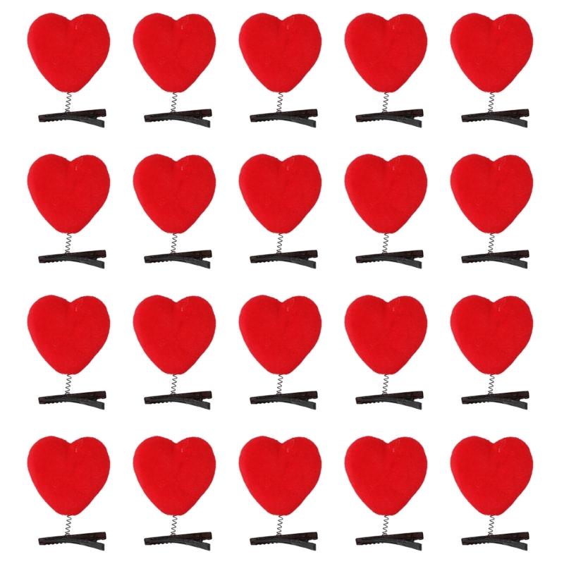 

20Pcs Love Heart Hair Clip Plush Duckbill Clip Side Hairpin Valentines Day Festival Theme Hair Decoration All Age Use 1