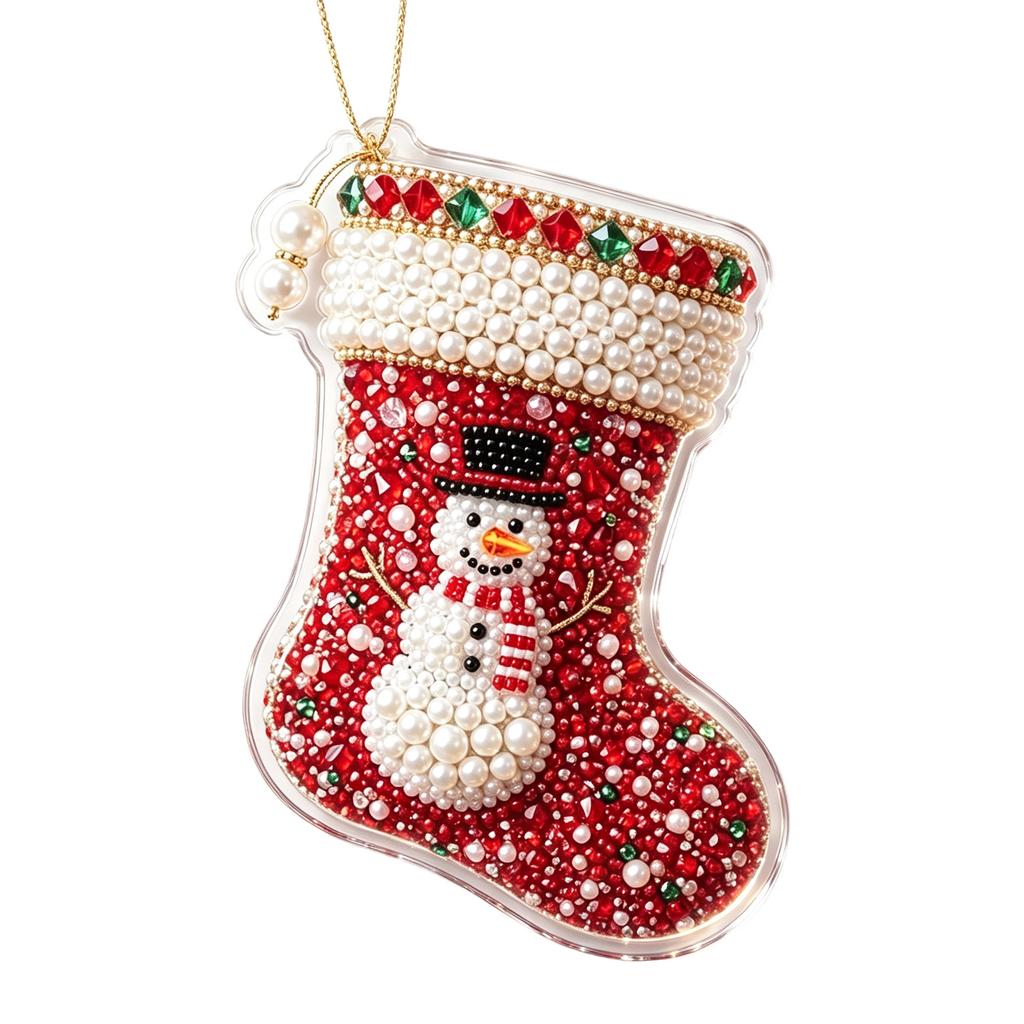 Christmas Stocking Ornament, Flat Hanging Decoration for Christmas Tree Wreath Mantel