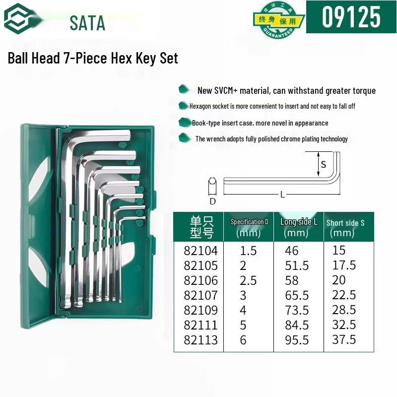 SATA Extra Long Hex & Torx Wrench Set with Ball & Flat Heads