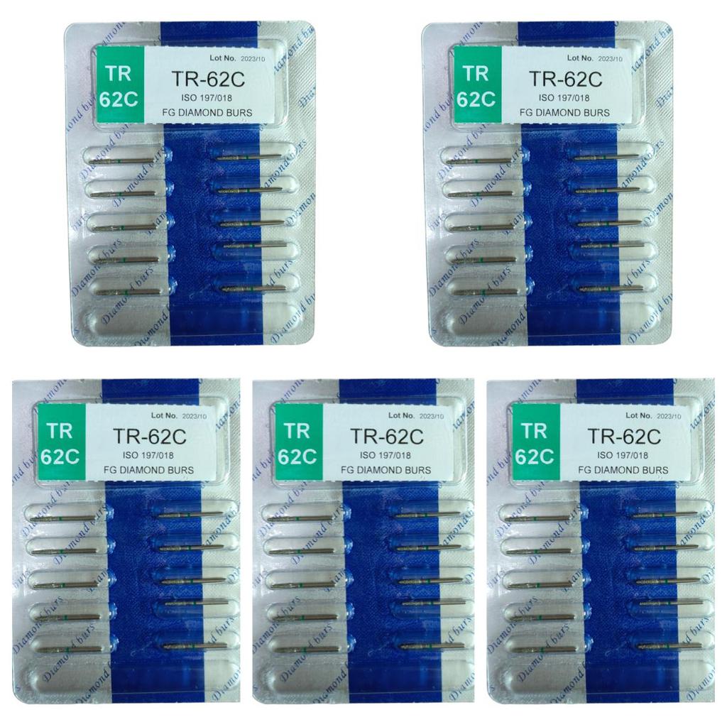 50pcs Dental High Speed Burs High Speed Handpiece Turbine Diamond Burs Diamond Polishing Tooth Preparation Dentist Material