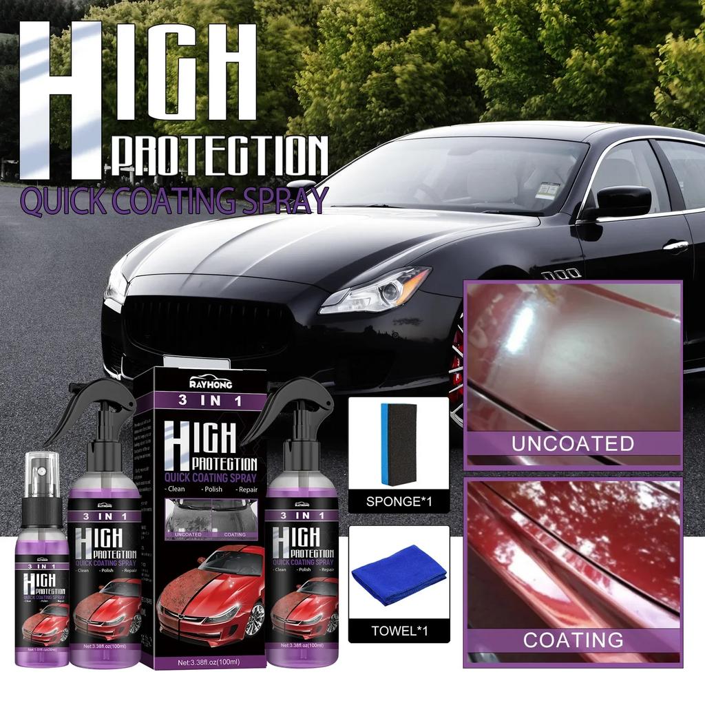 3 In 1 Rapid Ceramic Coating Fortify Motorcycle Wax Polish Spray Hydrophobic Intense Gloss Shine For Glass&Wheels&Paint Sealant