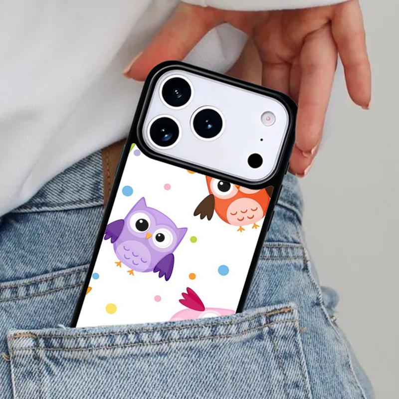 Cartoon Owl Collage soft Phone Case for iPhone 16e 15 14 13 12 17 Pro Max Plus Air 17pro Cover Coque