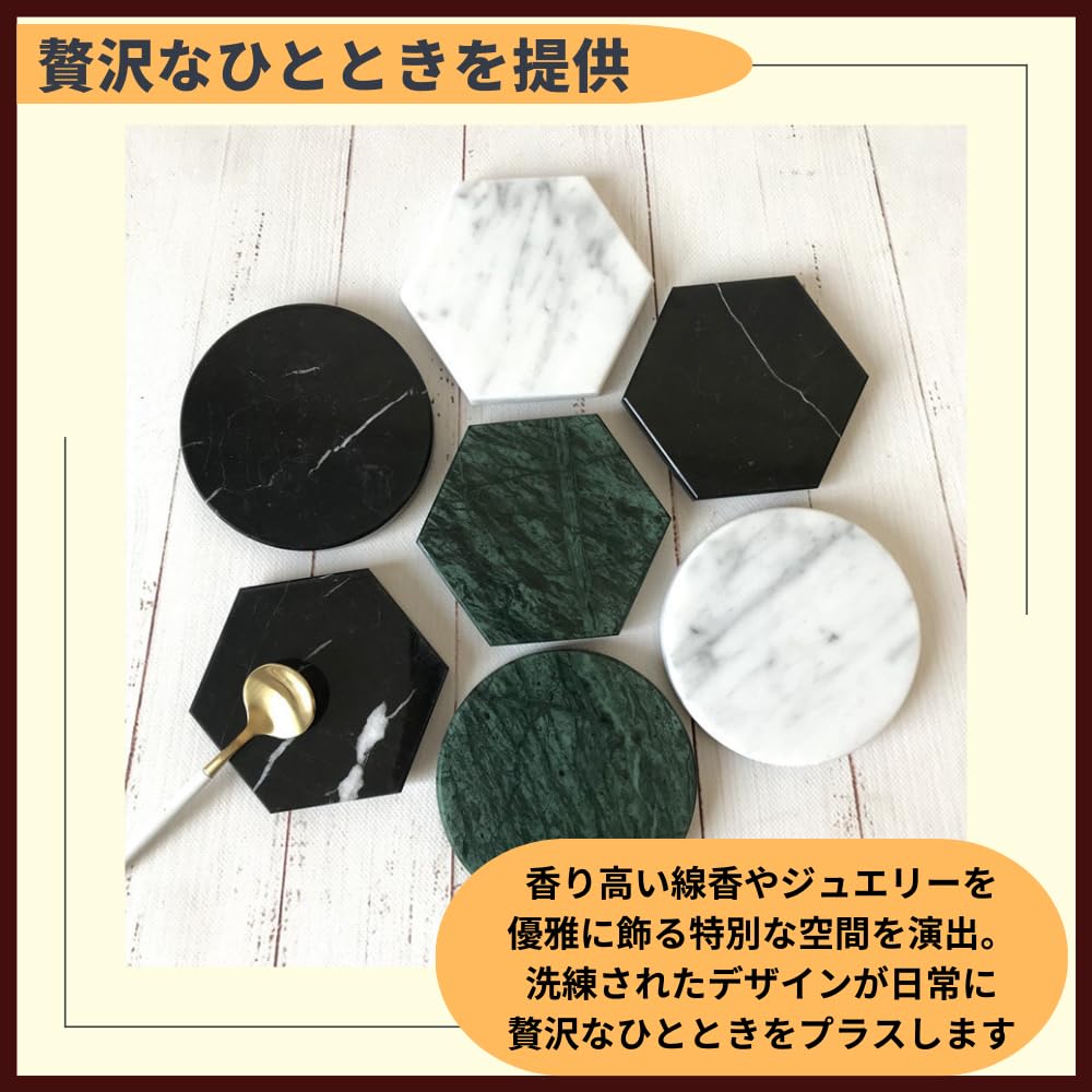 Ideamall Marble Plate, Coaster, Tray, Multifunctional, Stylish, 10cm (White, Circle)