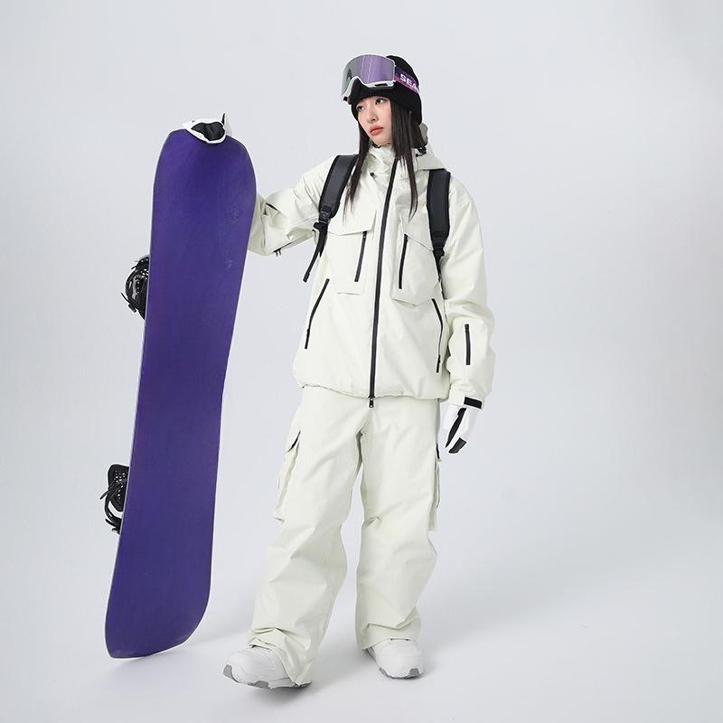Ski Suit for Men and Women Hooded Ski Jacket and Pants Set Waterproof Breathable Loose Fit Snowboarding Suit Winter Outdoor Windproof Baggy Snow Suit