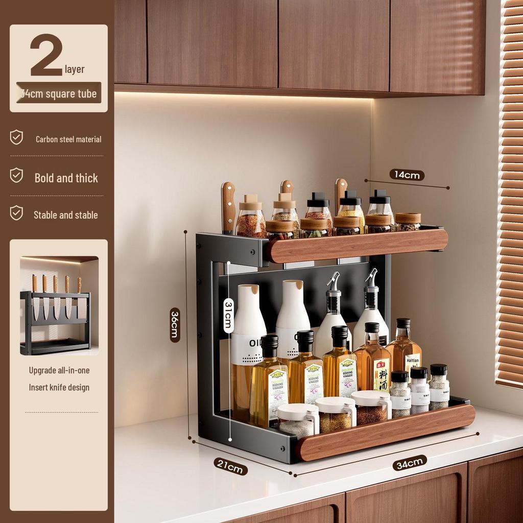 Used Multi-layer Kitchen Countertop Seasoning Rack for Bottles, Jars, Oil, Salt, Soy Sauce, and Vinegar.