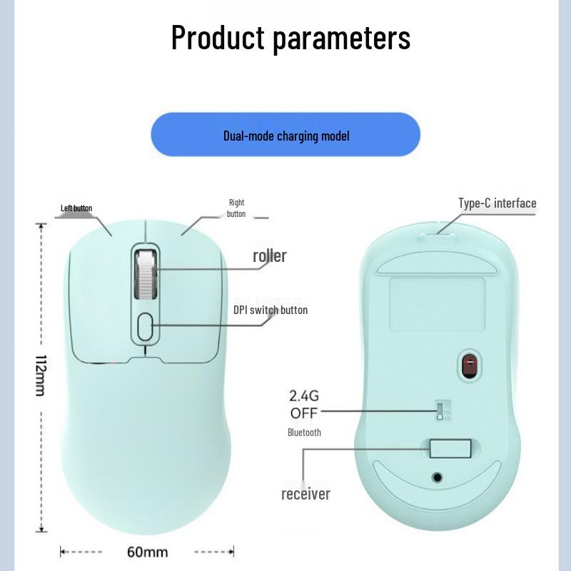 Wireless Bluetooth Dual-Mode Silent Gaming & Office Mouse with Type-C Charging
