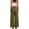 Women's Linen Wide Leg Pants Elastic Waist Summer Beach Vacation Lightweight Loose Fit Long Trousers Casual Comfortable