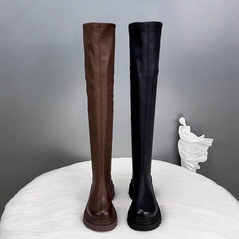 Women's Fashion Boots Non-slip Zipper Snow Platform High Boots Outdoor Knee-high High Heels Women's Spring Popular Gothic Boots