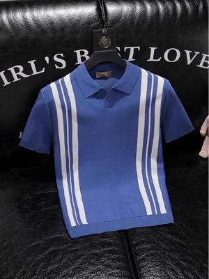 2024 Sommer Herren Color Block Gestreiftes Slim Fit Poloshirt mit Umlegekragen, Kurzen Ärmeln, Business Casual