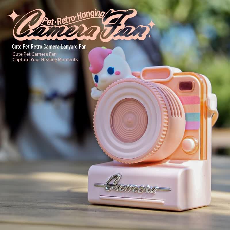 GIVELONG Retro Camera Style Portable Neck Fan with Cooling Pad