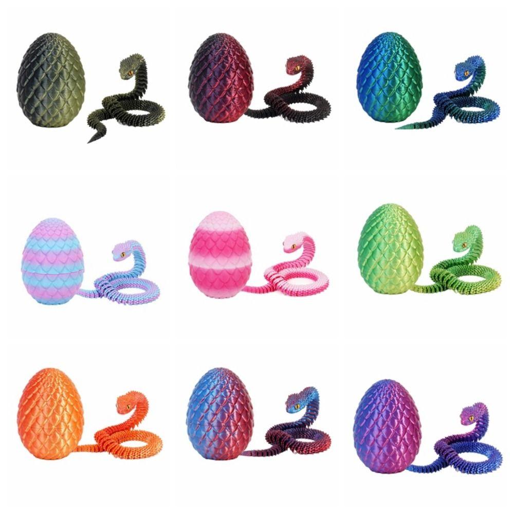Snake Egg 3D Printed Snake Toys Creative Luminous Snake Ornament  Landscaping Decoration