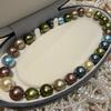 Bead Imitation Tahitian Color Necklace 14Mm Bead Light Luxury Mixed Color French Unknotted Morandi Necklace