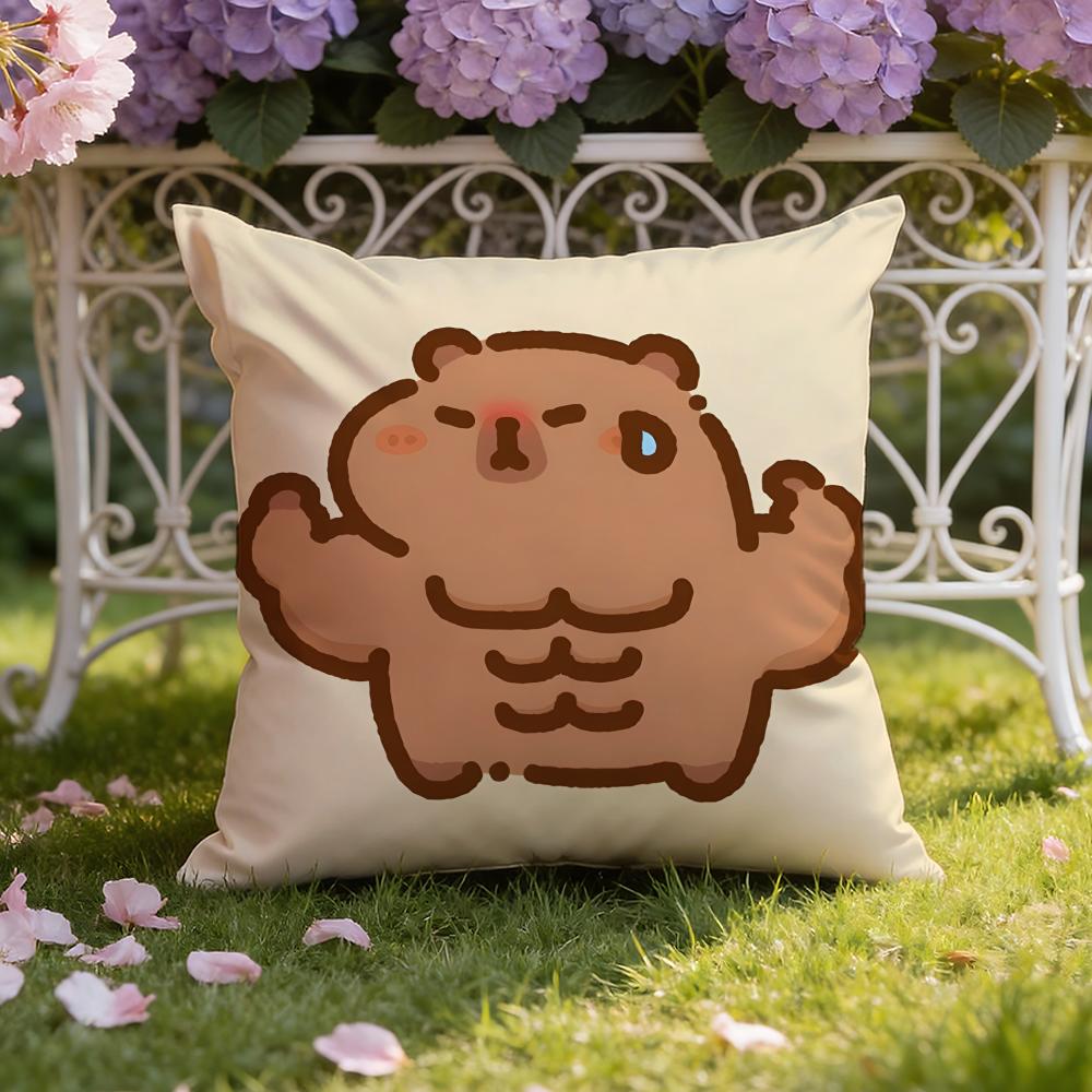 Cute C-Capybara Cushion Cover Home & Car Dual-Scene Pillow Cover: Reversible for Premium Comfort
