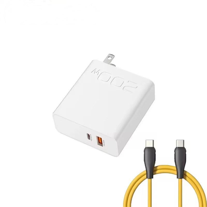 

200 Вт сверхбыстрая зарядка Type-C GaN PD 2-в-1 Type C быстрая зарядка GaN QC 3.0 супер зарядное устройство для телефона для iPhone Huawei Samsung US Plug белый