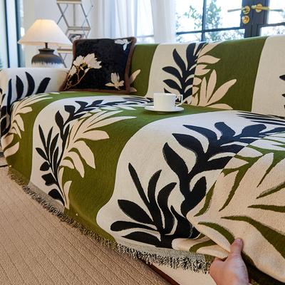 Fodera Divano Casa Chenille Foglia Hawaiana Color Block Tappetino Divano Coperte da Viaggio Tutte le Stagioni Campeggio Picnic Copridivano