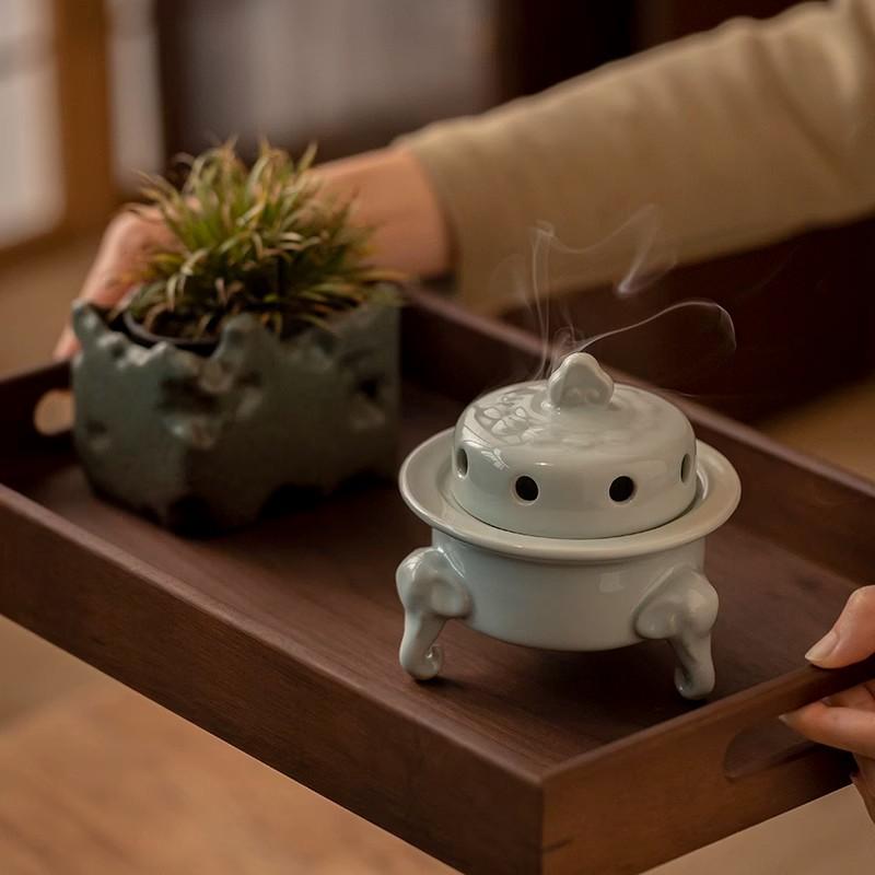 Kadidelnice Cívka Kadidelnice s víkem Starožitná Zenová Domácí dekorace Meditace Aromaterapie Ložnice Stolní ozdoba Dárek