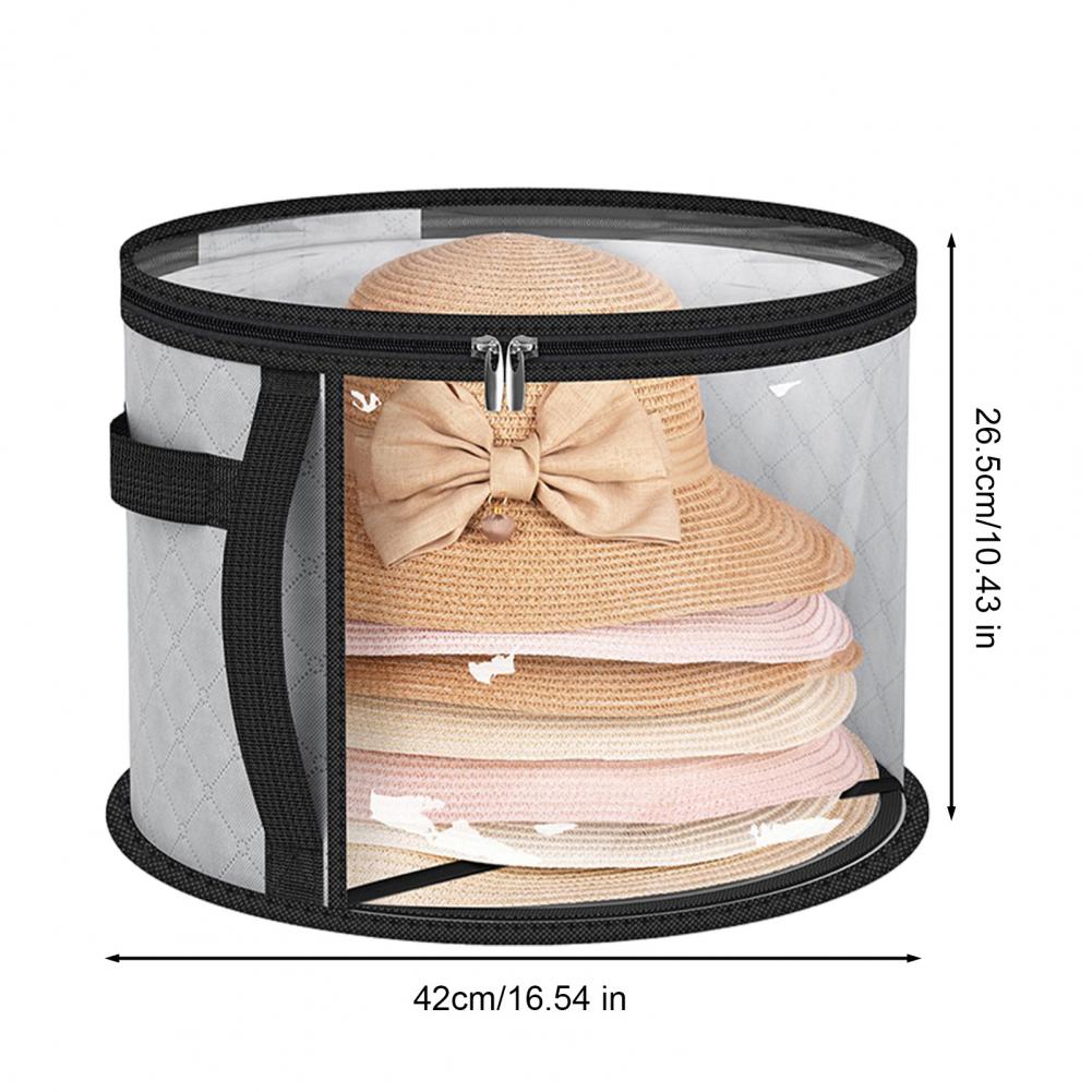 Round Hat Storage Bag Foldable Clear Cowboy Hat Organizer Wide Brims Hat Case with Carrying Handles for Closet Cowboy Sun Hats