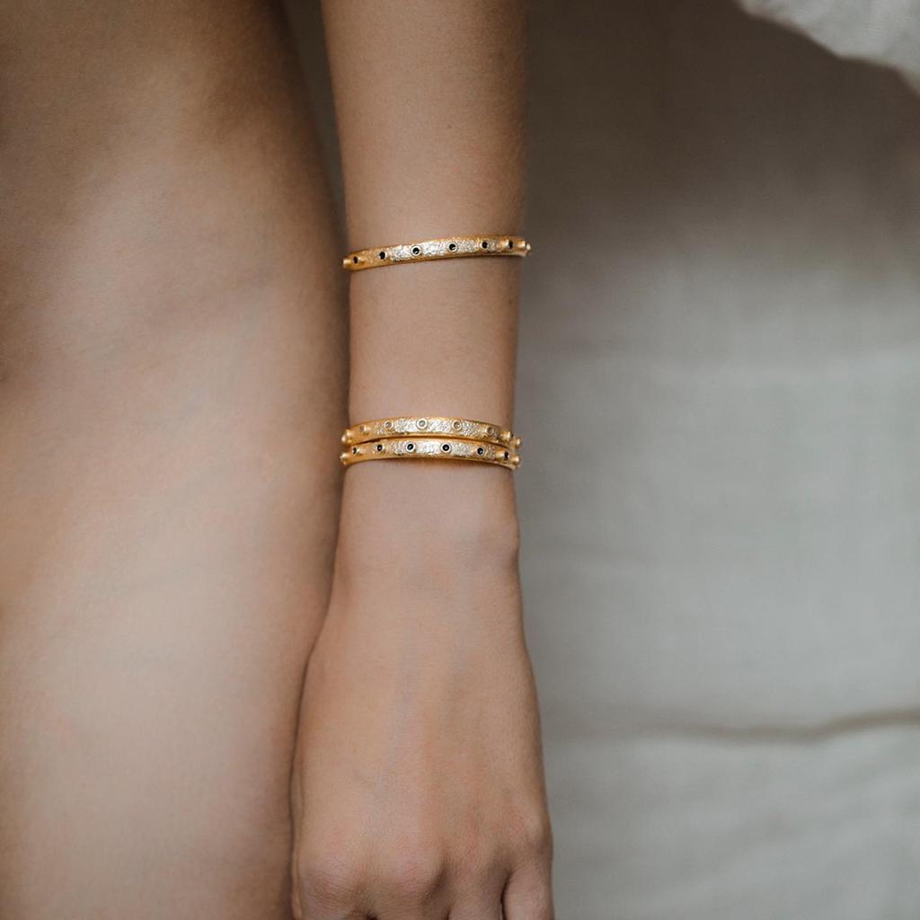 Fashion Commuter Must Enter Retro Brass Plated 18K Real Gold Unique Personality Drip Glaze Fashionable Hipster Opening Bracelet Women