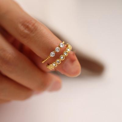 Stainless Steel Rings For Women Men Vintage Adjustable Zircon Thin Finger Ring Wedding Trendy Jewelry