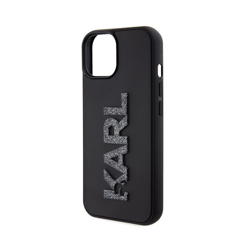 Karl Lagerfeld 3D Rubber Glitter Logo - Etui Iphone 15 (Czarny)